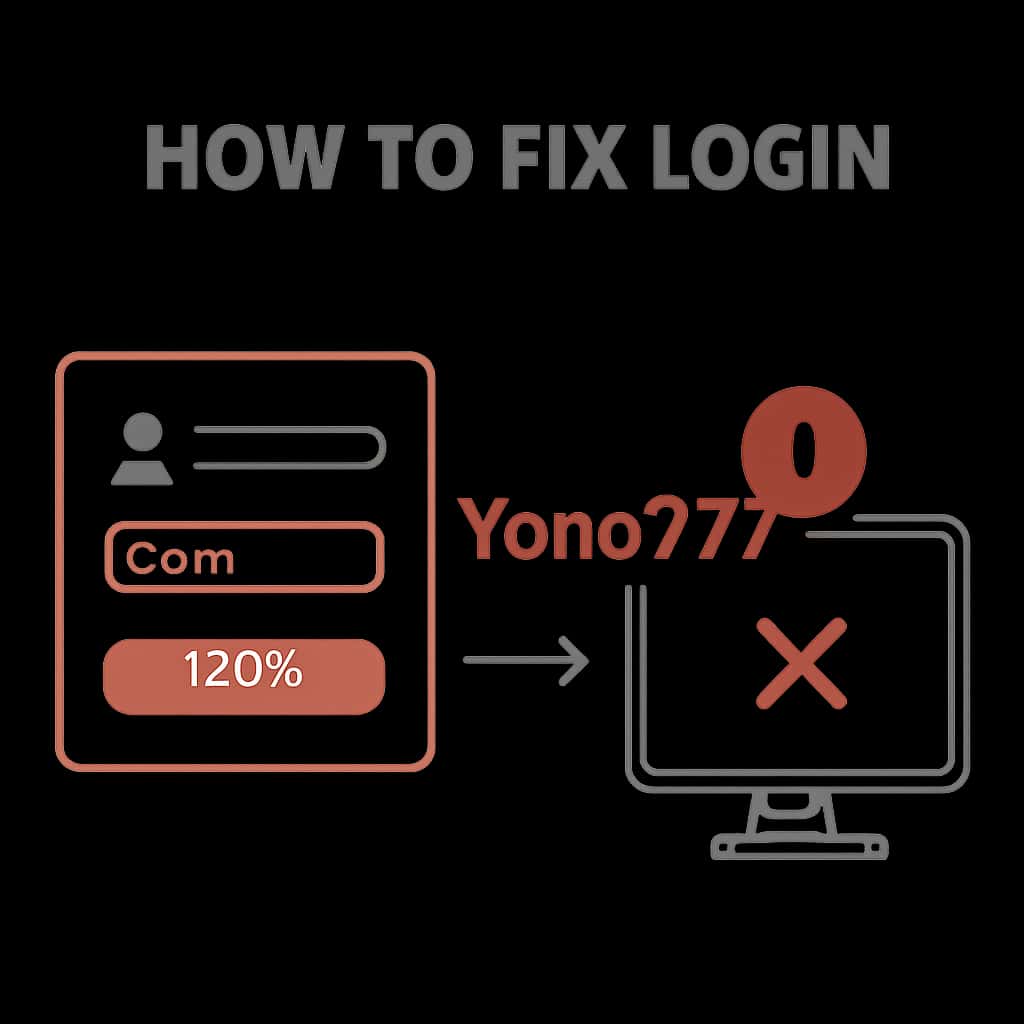 An educational diagram outlining steps to resolve Yono777 login problems.