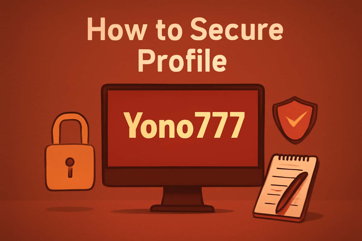 An informative scene on securing a Yono777 profile, highlighted by #c4181a accents.