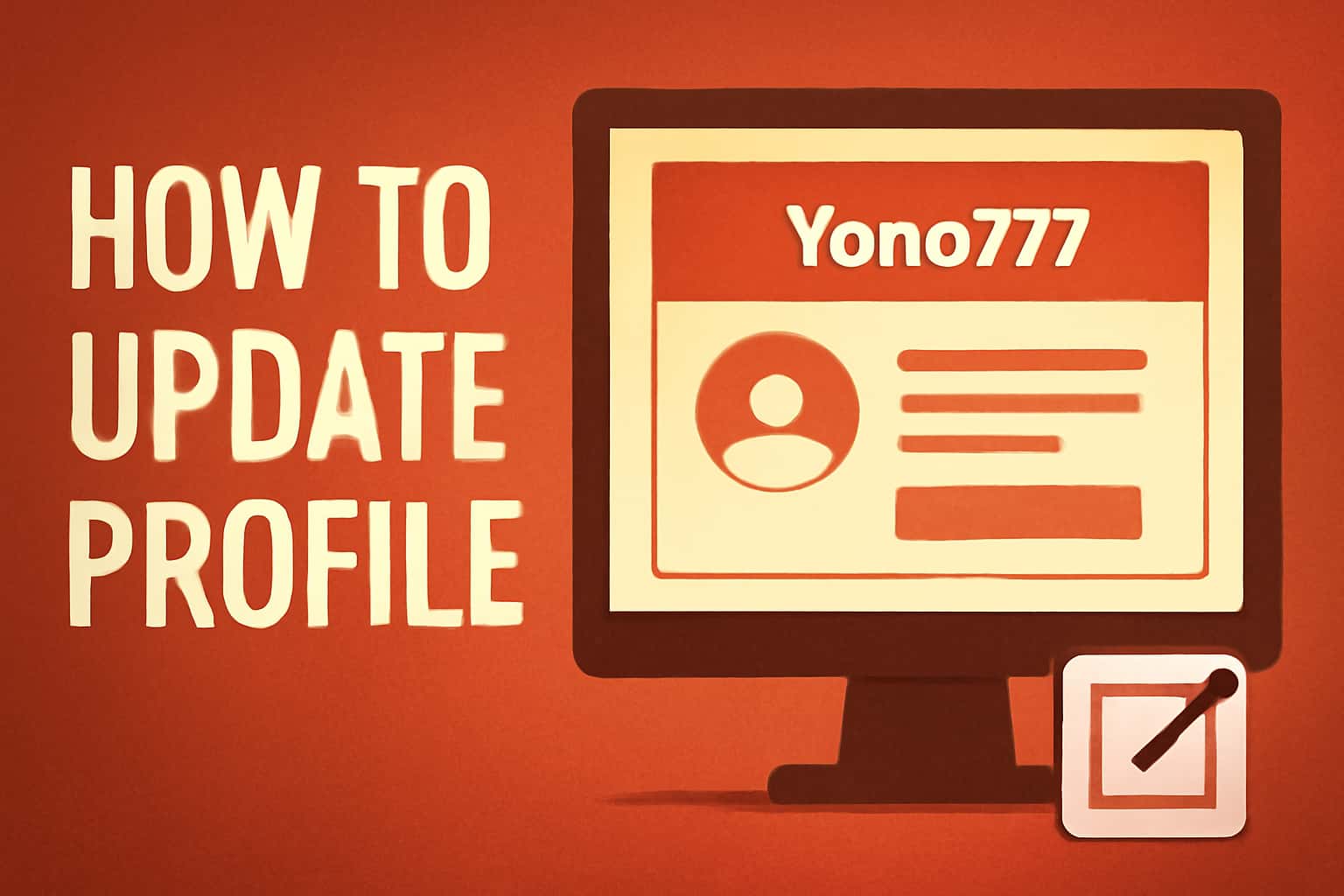 A visual guide illustrating how to update the profile on Yono777 with a focus on modern design elements.