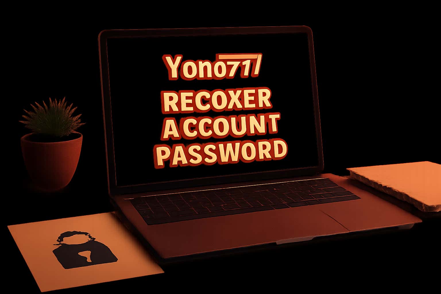 Informational graphic illustrating the process of recovering the Yono777 account password.