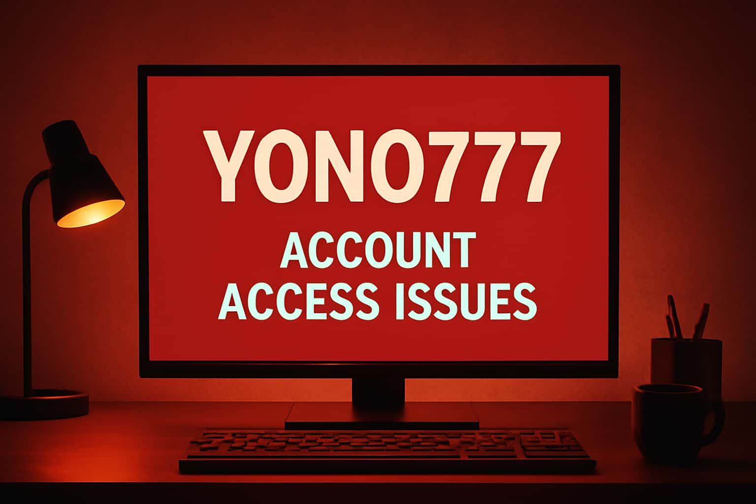 An informational graphic depicting Yono777 account access issues.