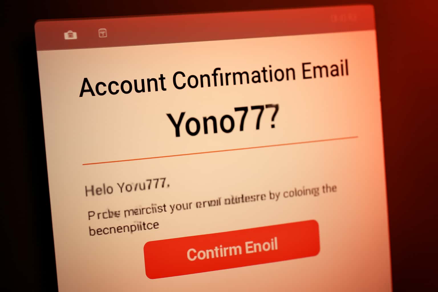 A visual representation of the Yono777 Account Confirmation Email process.