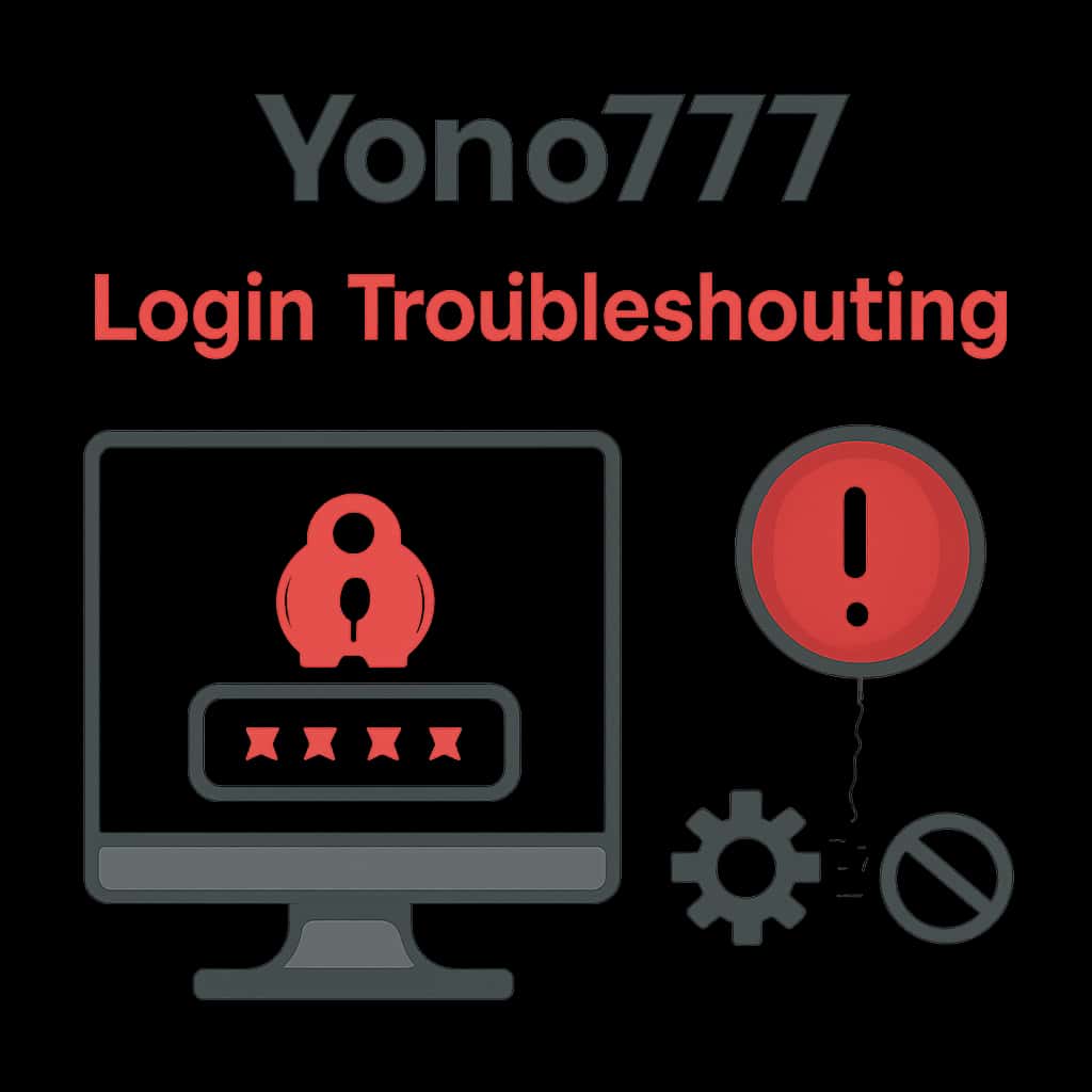 An educational diagram detailing solutions for common Yono777 login issues.