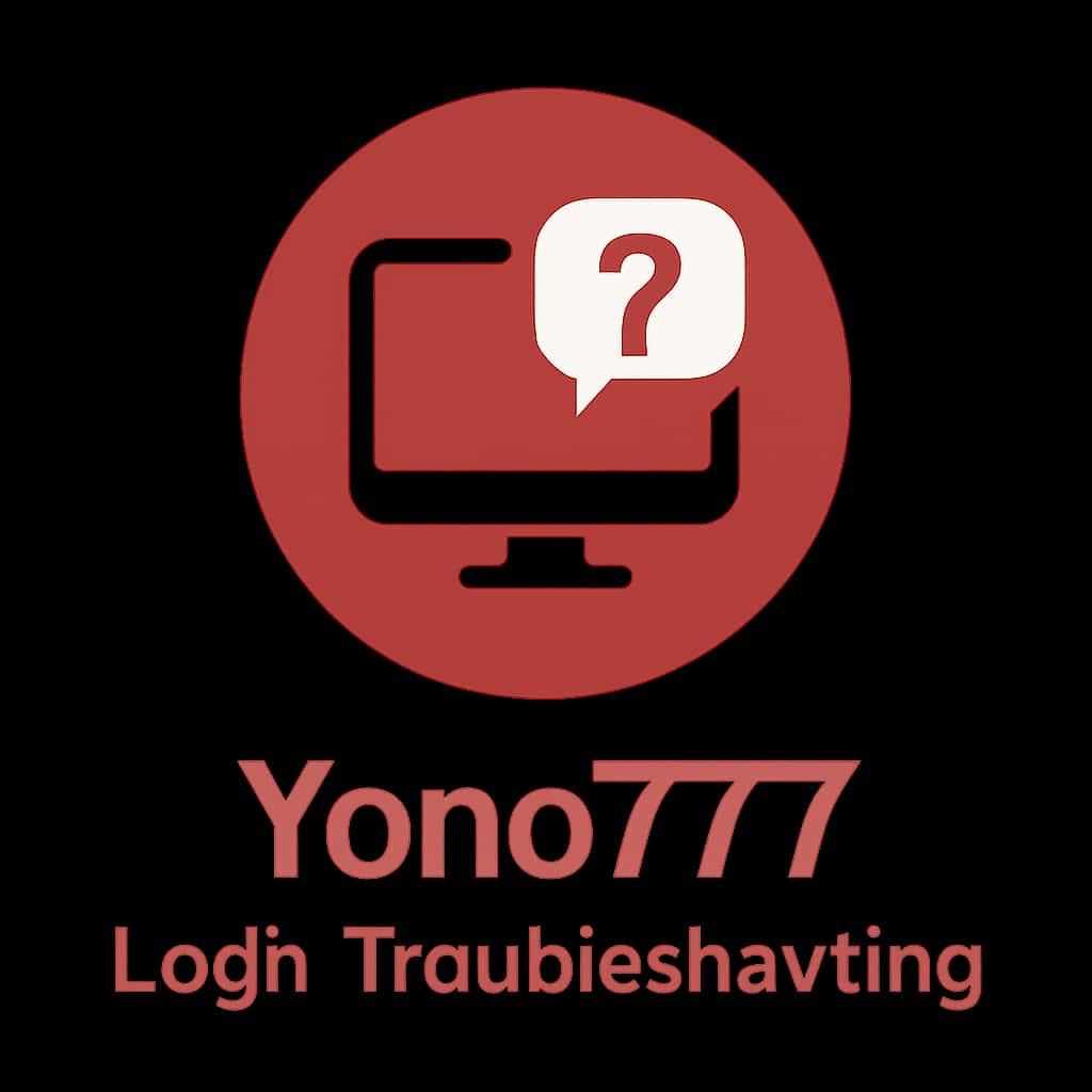 A conceptual badge illustrating Yono777 login troubleshooting assistance.